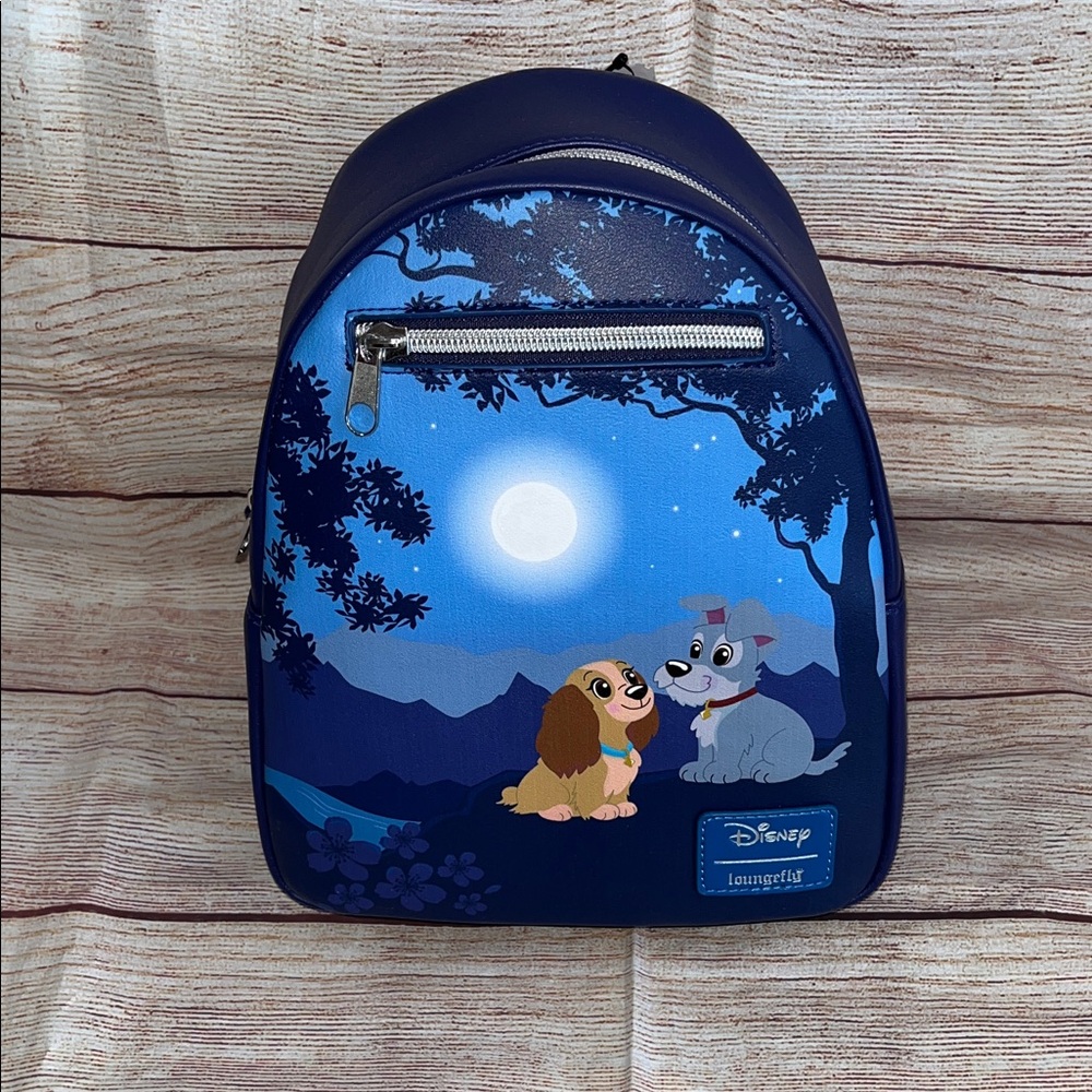 Loungefly Disney Navy Blue Lady and Tramp Moonlight Mini Backpack